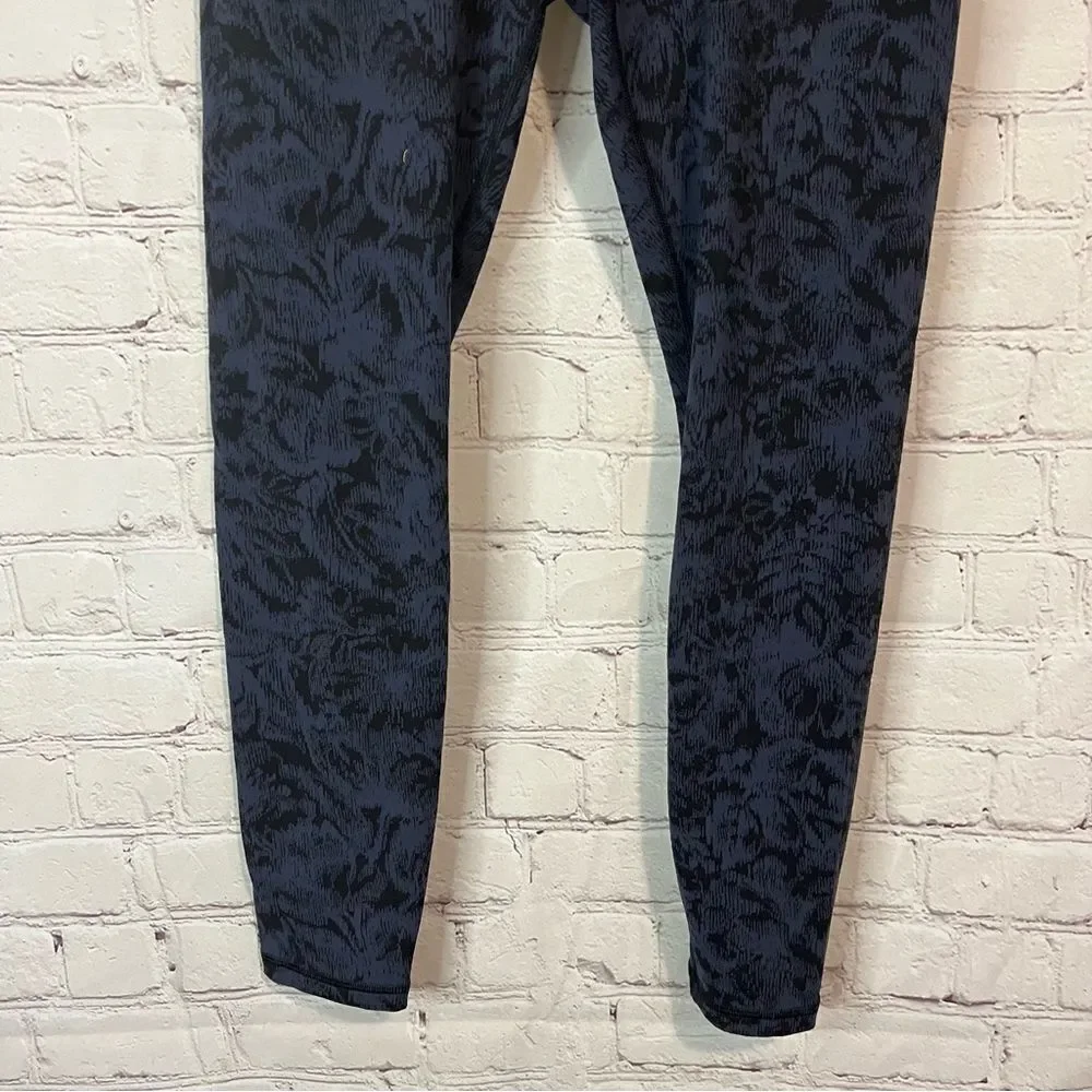 Athleta Elation Textured Tight Frosted Floral Black/ Blue SIZE MP
